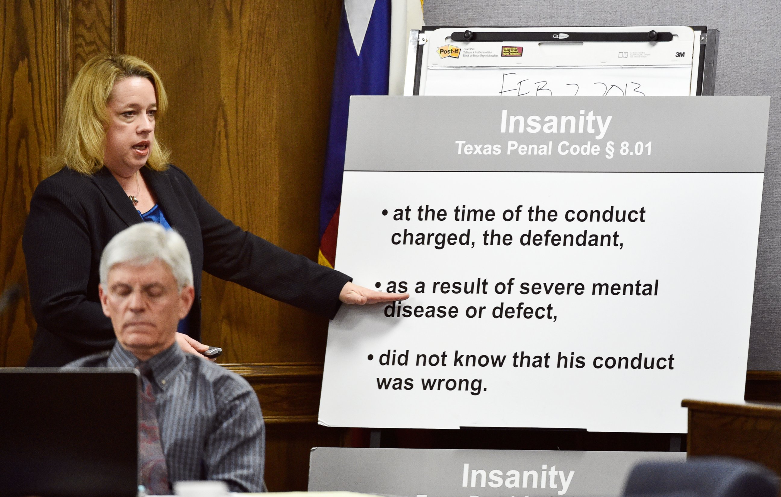 PHOTO: Assistant Attorney General Jane Starnes delivers her closing arguments during the capital murder trial of former Marine Cpl. Eddie Ray Routh in Stephenville, Texas on Feb. 24, 2015.