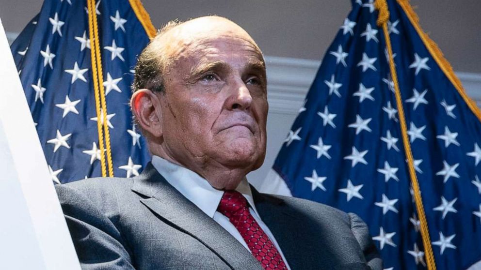 PHOTO: Former New York City Mayor Rudy Giuliani attends a press conference at the Republican National Committee headquarters in Washington, Nov. 19, 2020