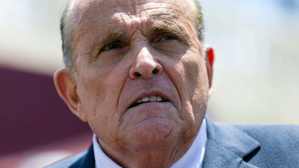 PHOTO:FILE - Former New York Mayor Rudy Giuliani speaks during a news conference in Miami in July 2021.