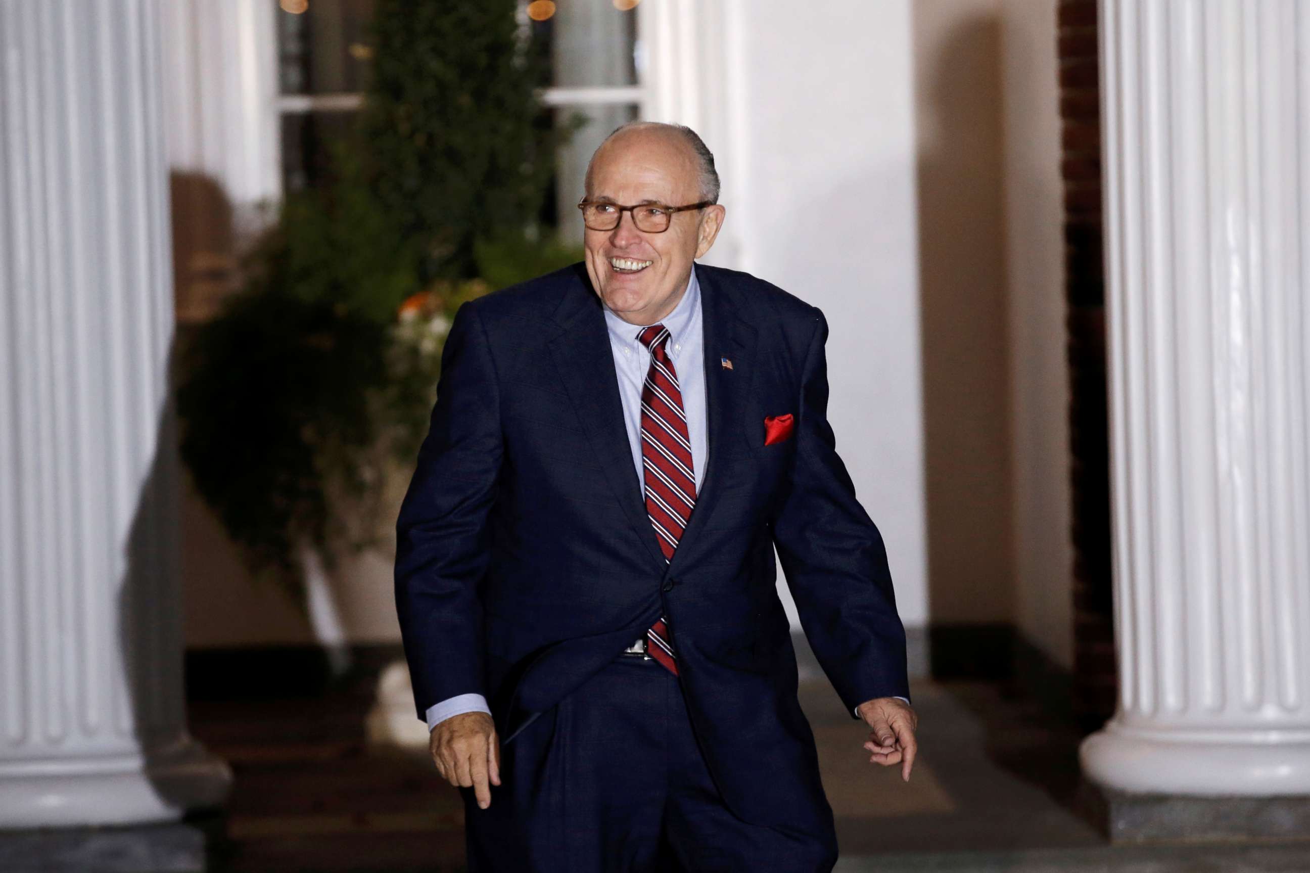 PHOTO: Former New York City Mayor Rudolf Giuliani departs after meeting with then-President-elect Donald Trump at Trump National Golf Club in Bedminster, N.J., Nov. 20, 2016.