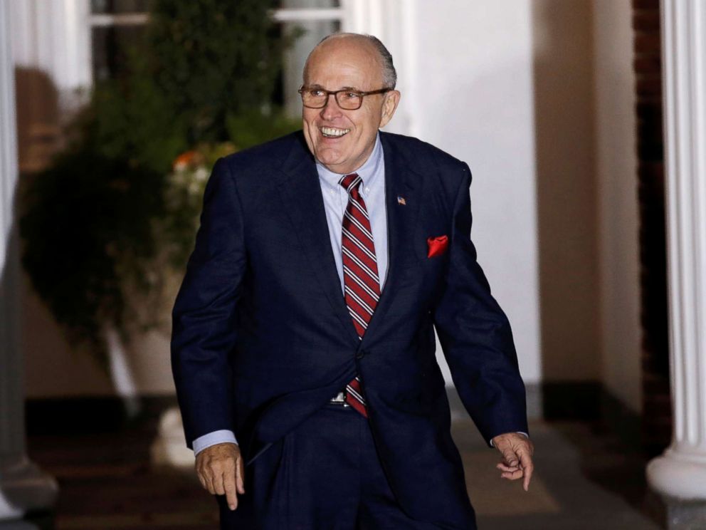 PHOTO: Former New York City Mayor Rudolf Giuliani departs after meeting with then-President-elect Donald Trump at Trump National Golf Club in Bedminster, N.J., Nov. 20, 2016.