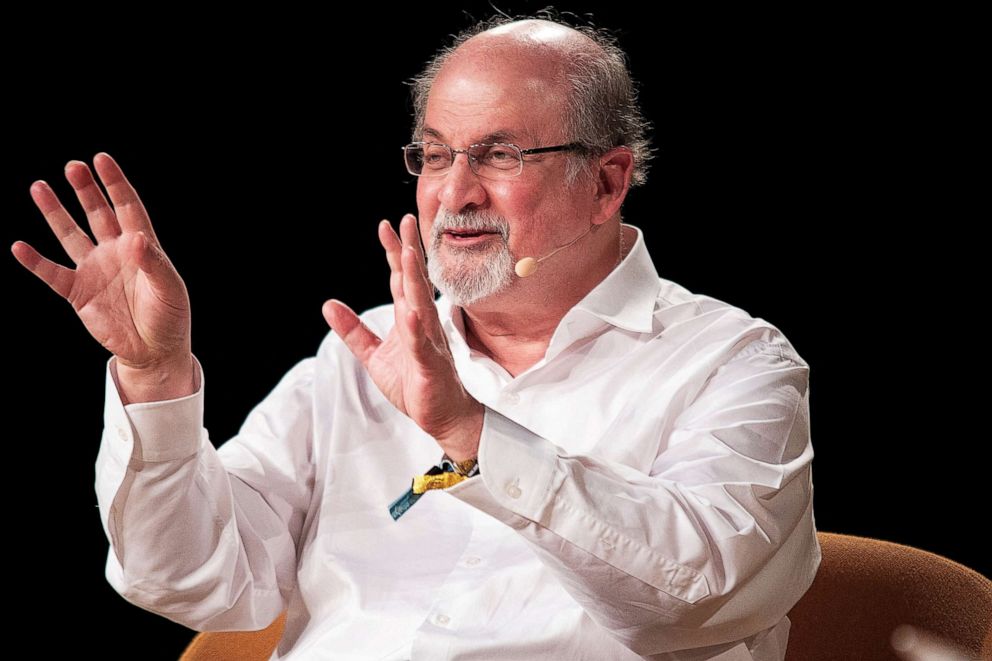 FILE PHOTO: The writer Salman Rushdie is interviewed during Heartland Festival in Kvaerndrup, Denmark, on June 2, 2018.