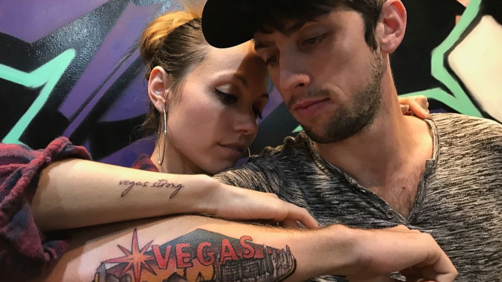PHOTO: Russell Bleck and Breanna Skagen got tattoos in remembrance of the shooting in Las Vegas, on Oct. 1, 2017.