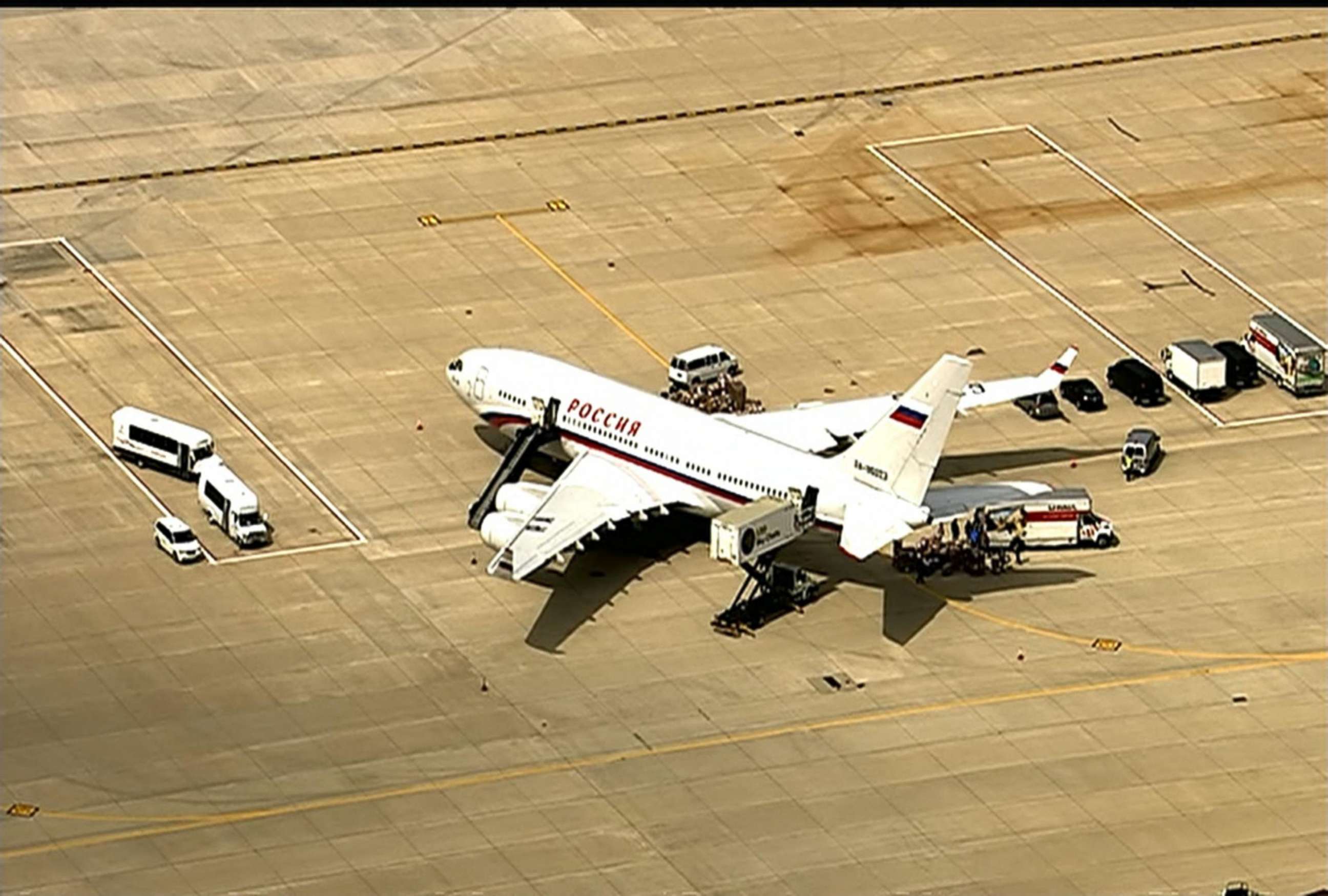 PHOTO: A Russian state aircraft traveling from Moscow landed at Dulles Friday. 