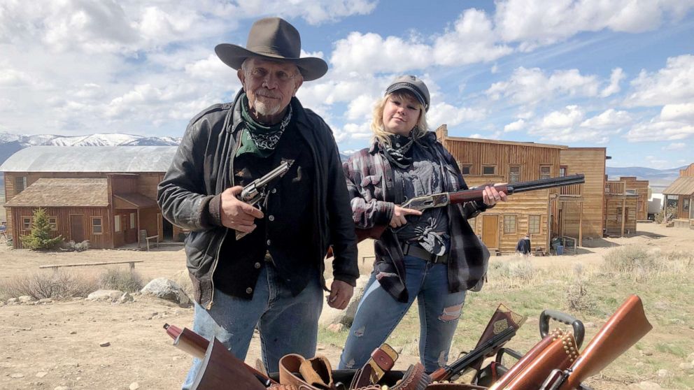 PHOTO: Thell Reed and Hannah Gutierrez Reed pose on the set of "310 to Yuma".