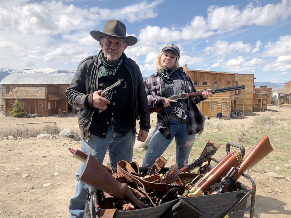 PHOTO: Thell Reed and Hannah Gutierrez Reed pose on the set of "310 to Yuma".