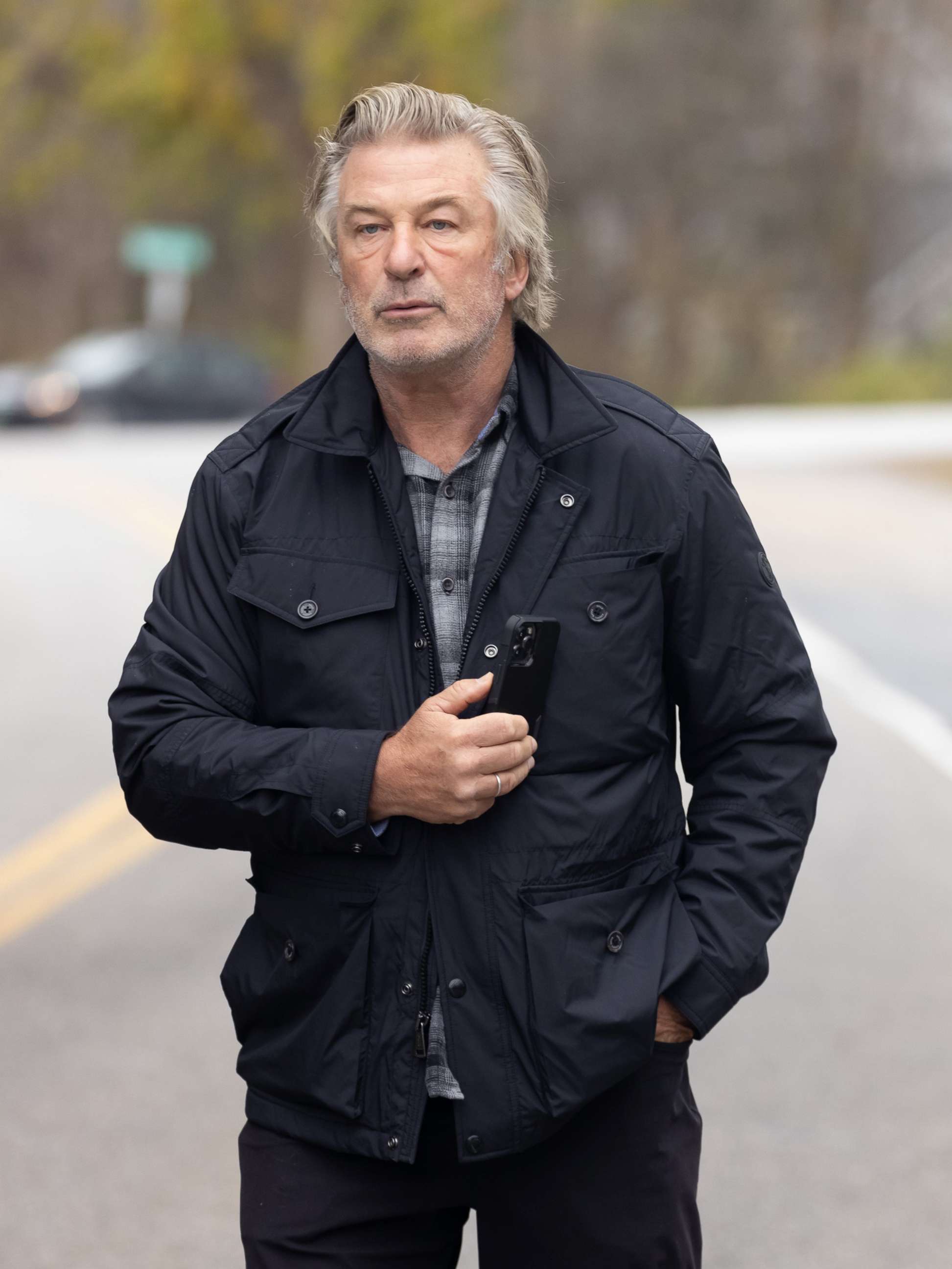 PHOTO: Alec Baldwin speaks regarding the accidental shooting that killed cinematographer Halyna Hutchins, and wounded director Joel Souza on the set of the film "Rust", in Manchester, Vt., Oct. 30, 2021.
