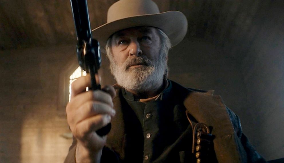 PHOTO: Alec Baldwin practices a scene with a revolver on the set of the western 'Rust' before accidentally shooting and killing the film's cinematographer, Halyna Hutchins, in video footage released by the Santa Fe County Sheriff's Office, April 26, 2022.