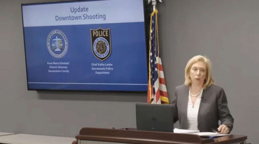 PHOTO: Sacramento District Attorney Marie Schubert speaks at a press conference on May 3, 2022, in Sacramento, Calif.