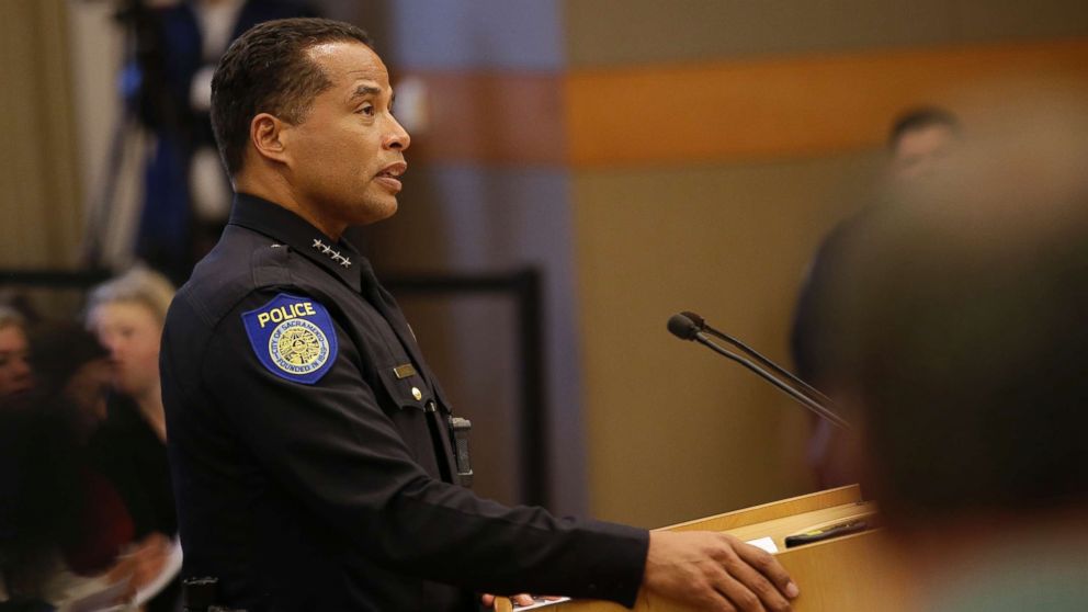 PHOTO: in the wake of the shooting death of Stephon Clark, Sacramento Police Chief Daniel Hahn discusses some of the questions posed by the Sacramento City Council of how to prevent shooting incidents,  April 10, 2018, in Sacramento, Calif.