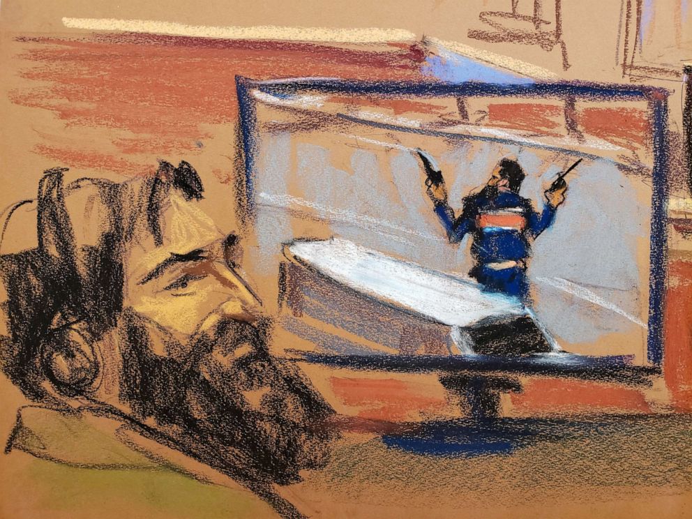 PHOTO: Sayfullo Saipov, the Uzbek man charged with using a truck to kill eight people on a Manhattan bike path on Halloween in 2017, listens to testimony at his federal trial in New York City, Jan. 9, 2023, in this courtroom sketch.