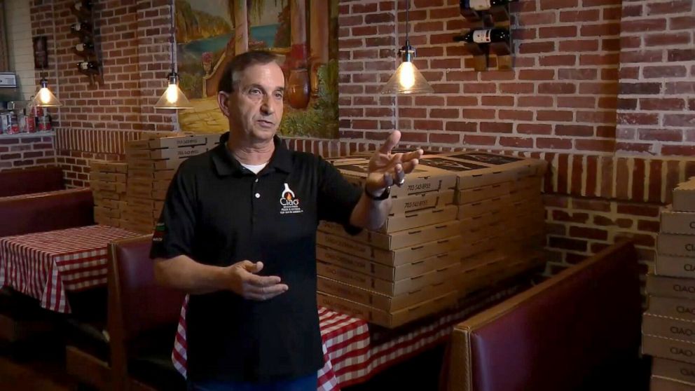 PHOTO: Sal Speziale, the owner of Ciao Osteria, in Centreville, Virginia, and his team have been delivering dinner to doctors and nurses and other first responders on the front lines of the pandemic.