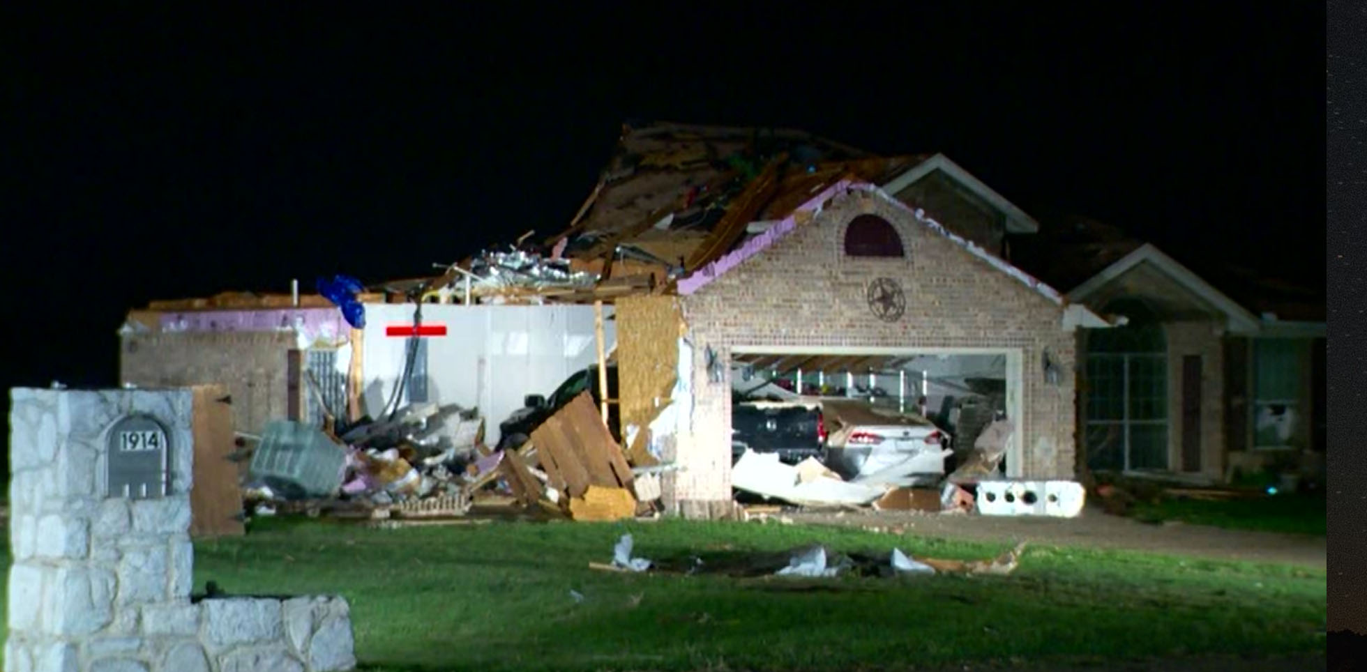 PHOTO: A home was damaged in a storm that swept through the area in Salado, Texas, on April 13, 2022.