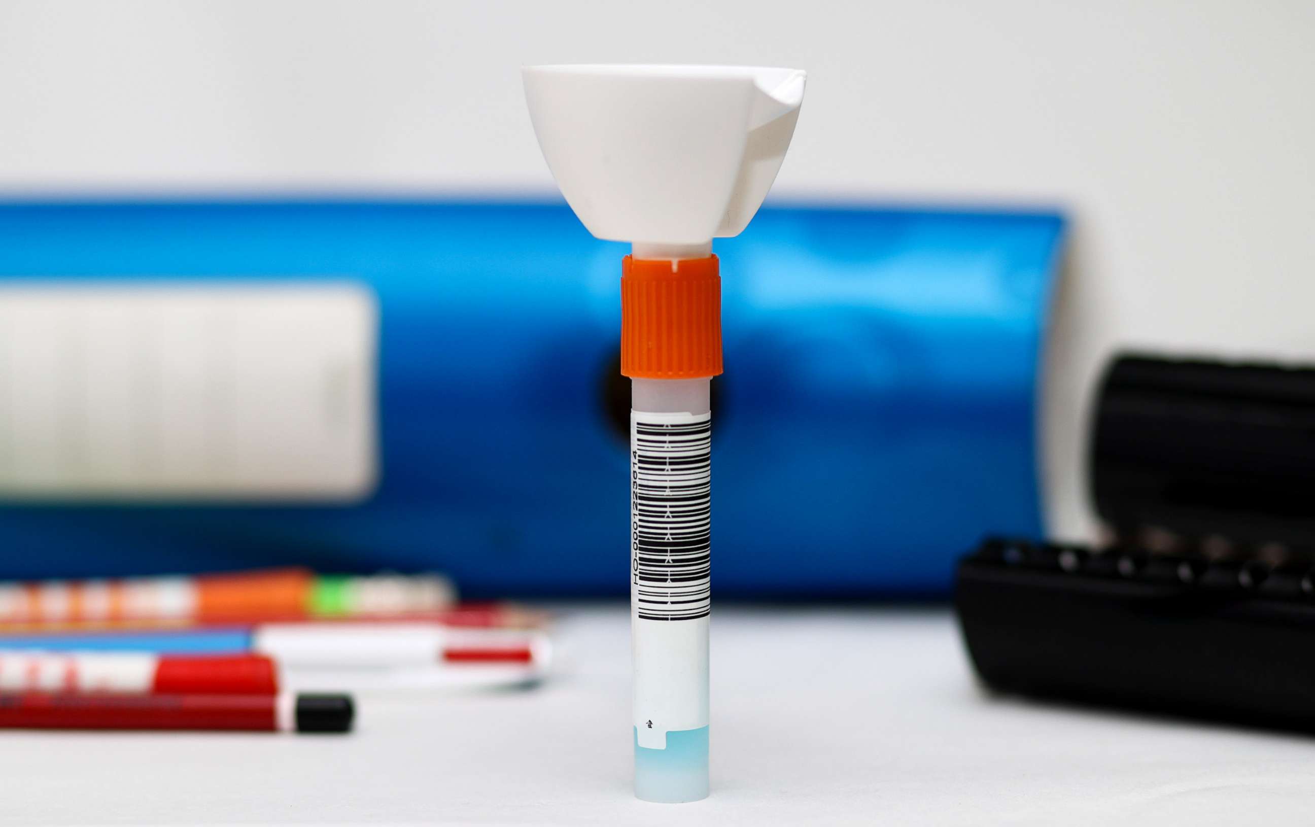 PHOTO: A saliva test to detect the coronavirus is pictured in an image on March 9, 2021. 