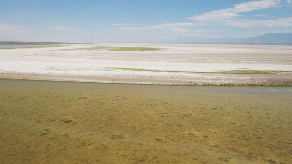 PHOTO: The Great Salt Lake is now just a third of its usual size due to drought and rising temperatures.