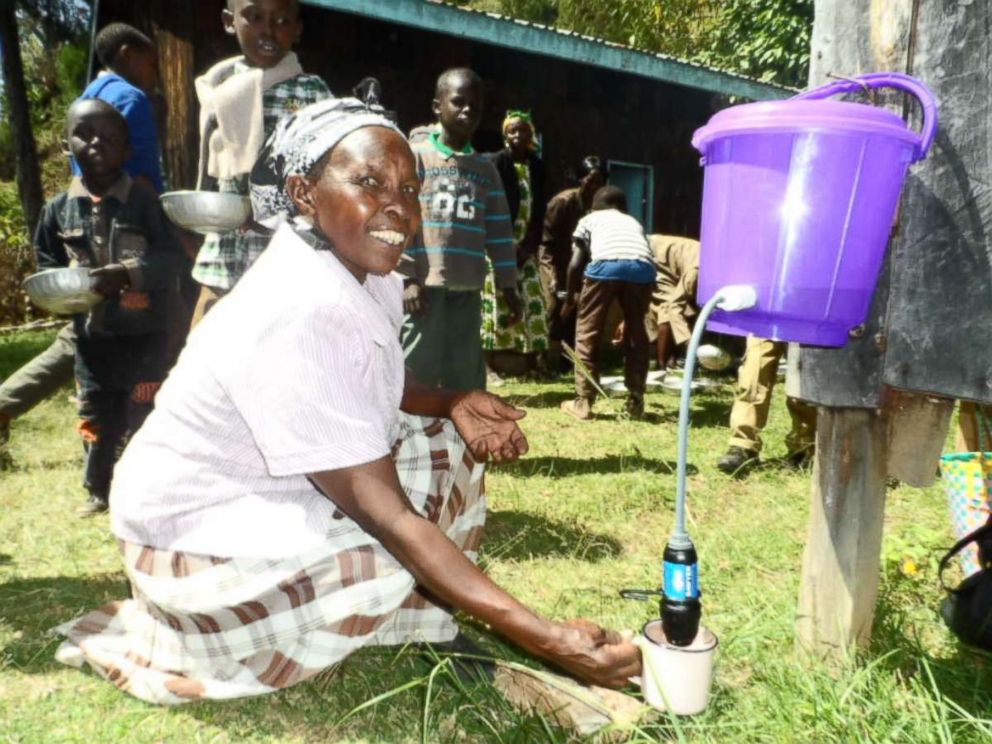 PHOTO: People in Sam Chelanga's village were getting sick, specifically from typhoid because of the water, so he bought them water filters. Each one serves three to four families.