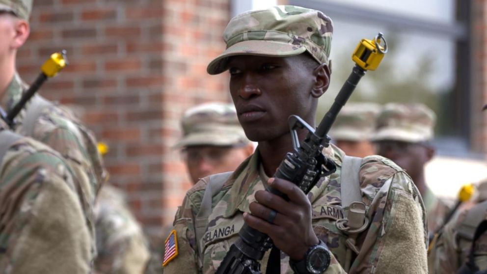 PHOTO: After seven years at Nike and at the height of his career -- and some of his best years still ahead of him -- Sam Chelanga reported to Fort Jackson in Columbia, South Carolina.
