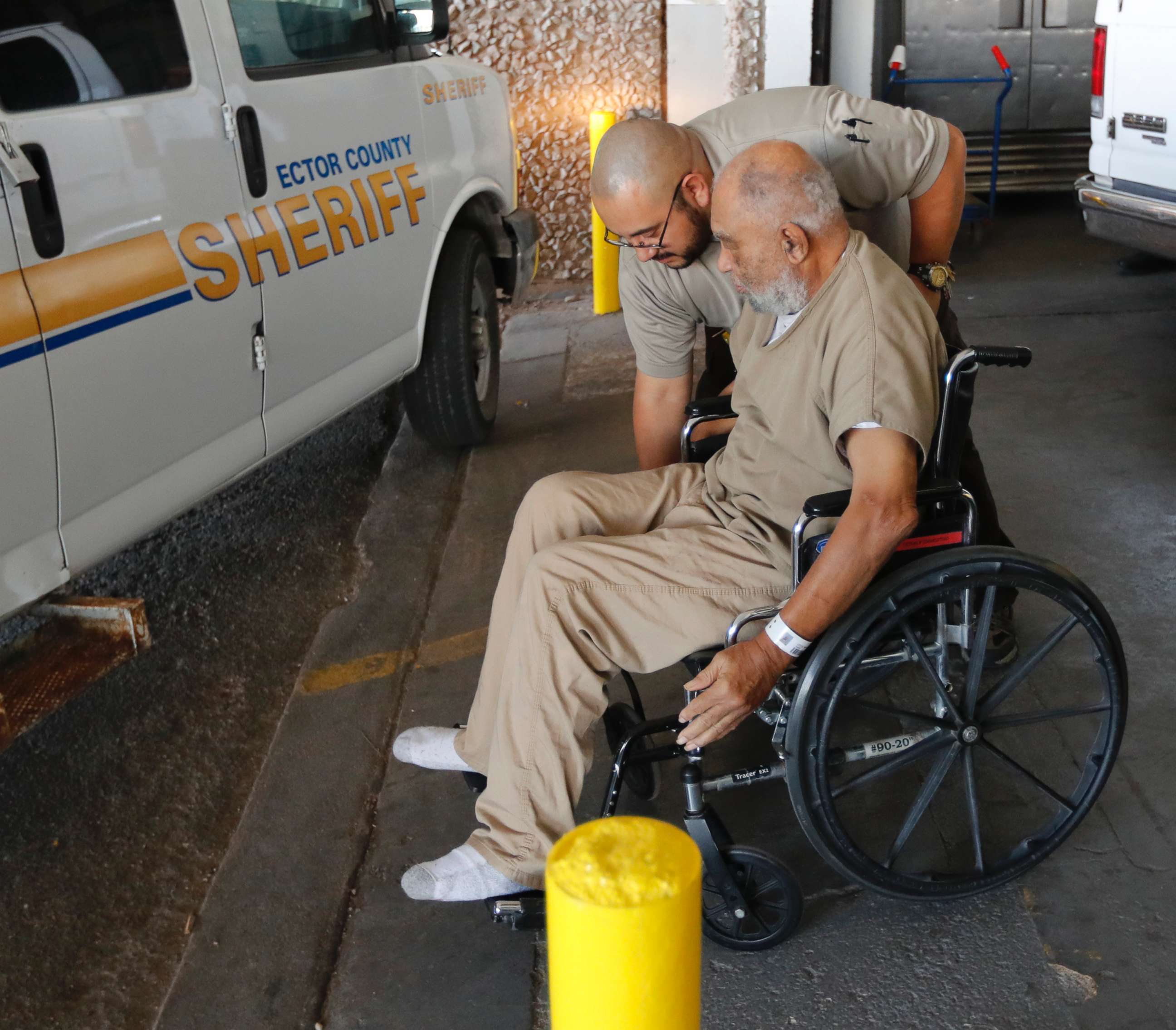 PHOTO: Samuel Little, who often went by the name Samuel McDowell, leaves the Ector County Courthouse after attending a pre-trial hearing, Nov. 26, 2018, in Odessa, Texas. 