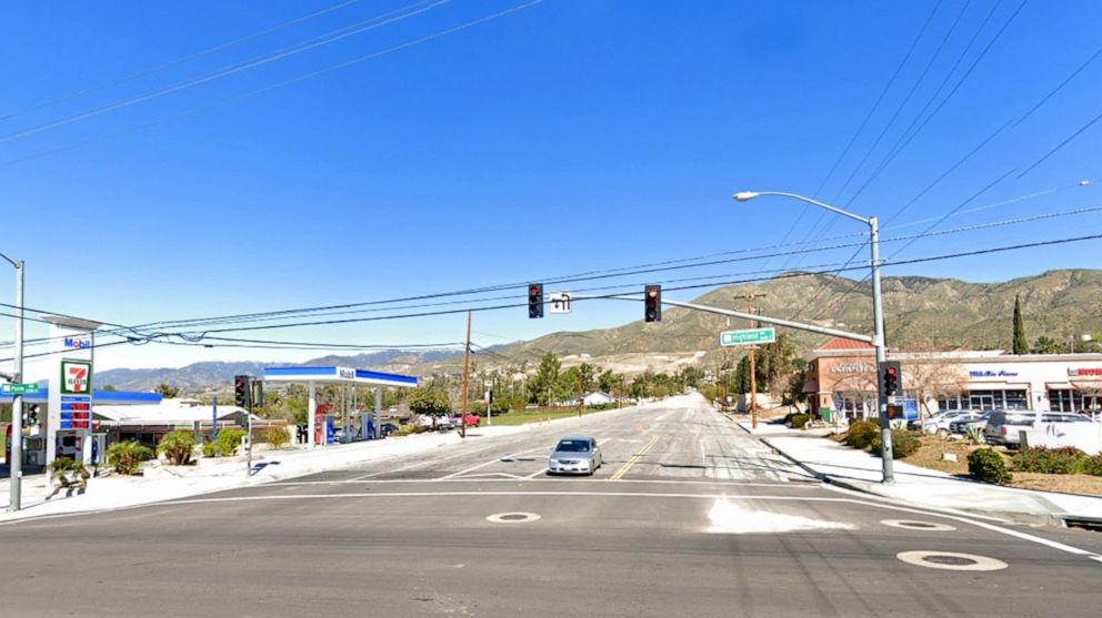PHOTO: The intersection of Palm and Highland avenues is seen in an image taken from a Feb., 2022 Google Maps Street View. Gunfire began just before midnight outside a hookah bar near this intersection, according to police.