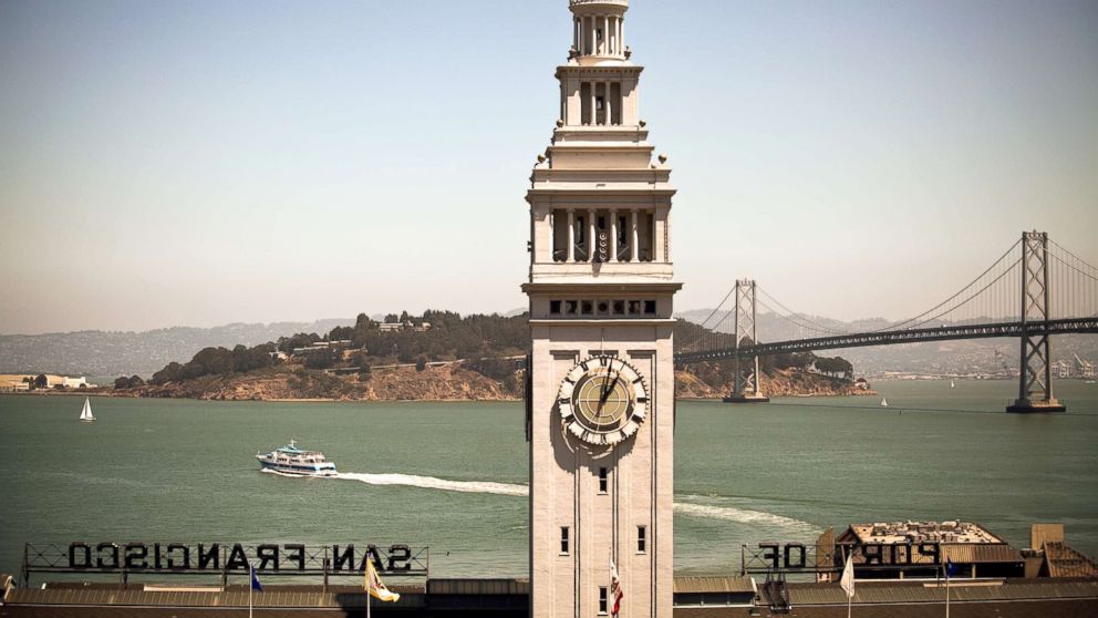 San Francisco's iconic ferry building at the end of Market Street along The Embarcadero.