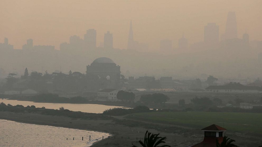 PHOTO: In this Nov. 19, 2018, file photo, the San Francisco skyline is obscured due to smoke and haze from wildfires.