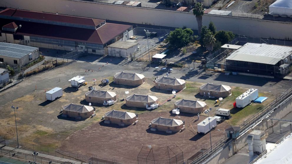 PHOTO: A view of a new emergency care facility that was erected to treat inmates infected with COVID-19 at San Quentin State Prison on July 8, 2020 in San Quentin, Calif.