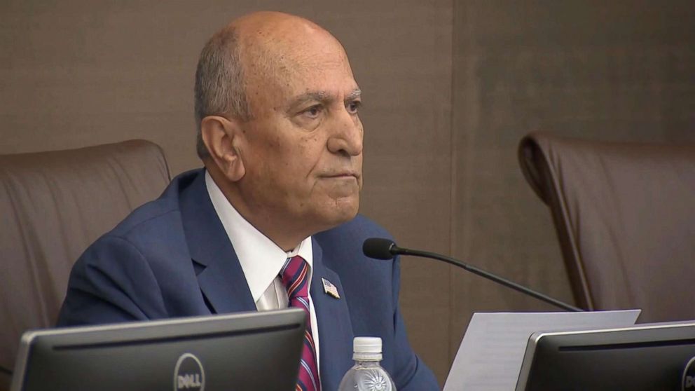 PHOTO: Escondido Mayor Sam Abed at the city council vote to support the federal lawsuit against California's sanctuary laws, April 4, 2018.