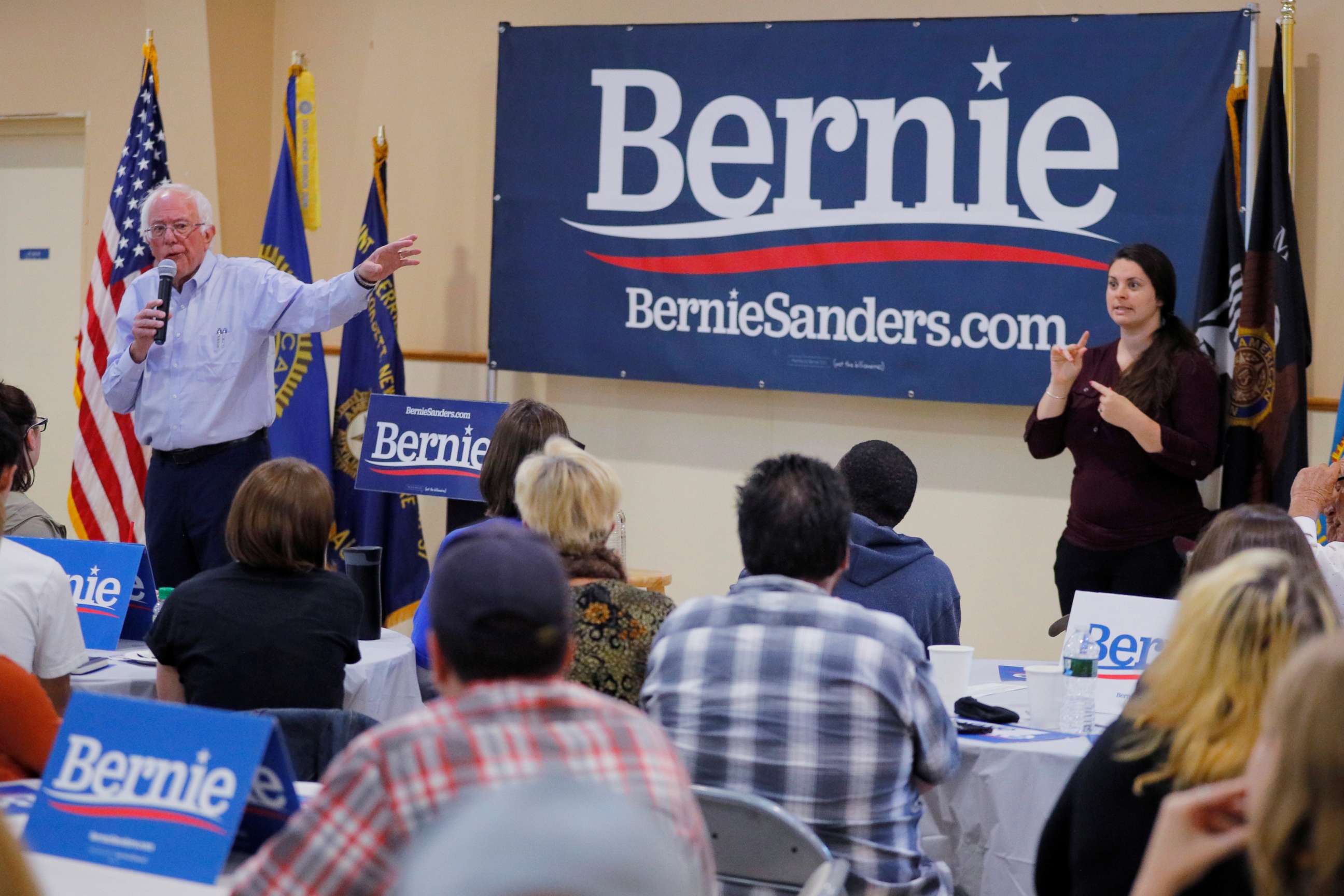 PHOTO: Democratic 2020 U.S. presidential candidate and U.S. Senator Bernie Sanders (I-VT) speaks at a campaign stop in Hooksett, New Hampshire, U.S., September 30, 2019.