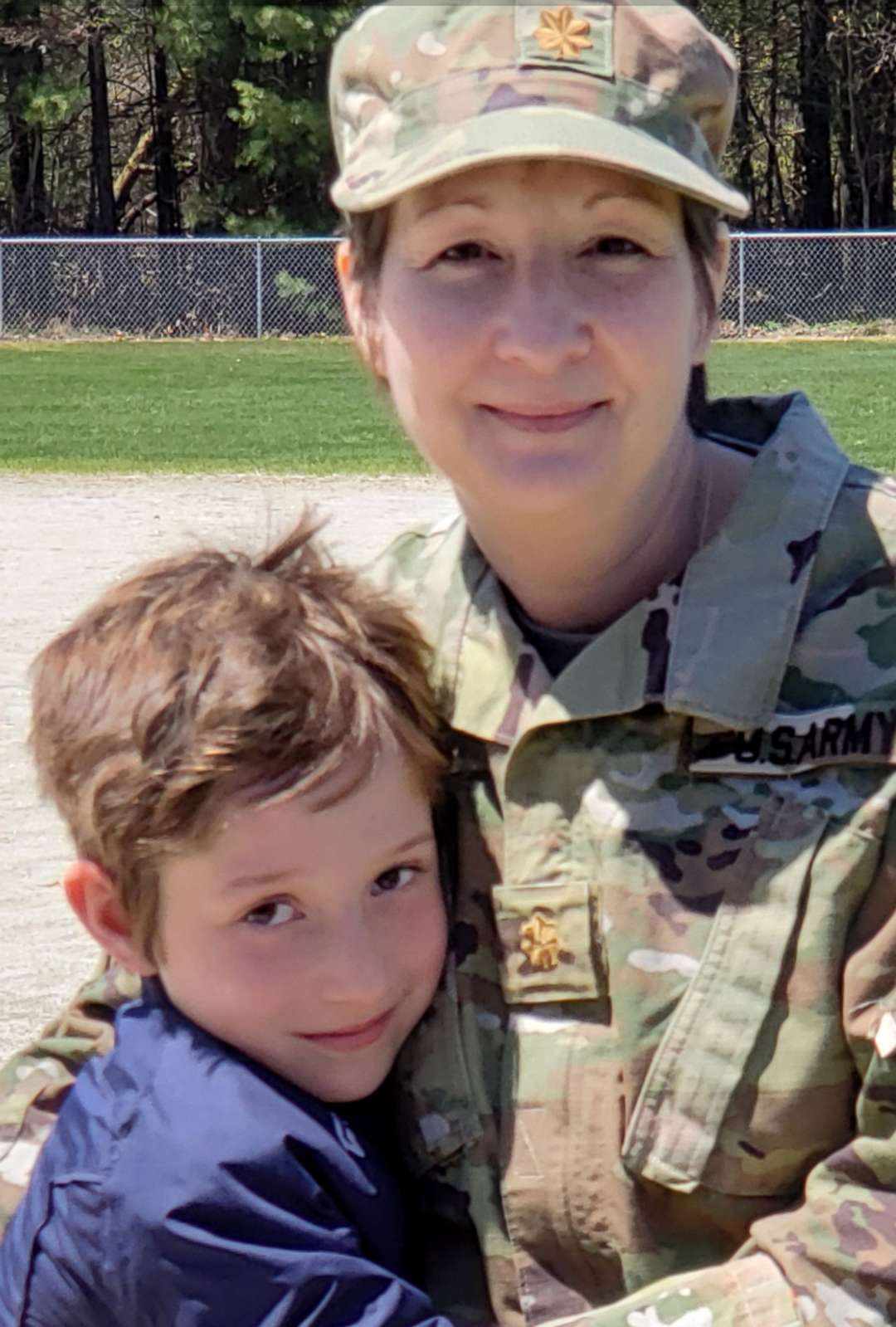 PHOTO: Sandra Daoust and her son, Seth, reunited after she was deployed for a month and a half to serve at New York City's Javits Center to help on the front lines against COVID-19.