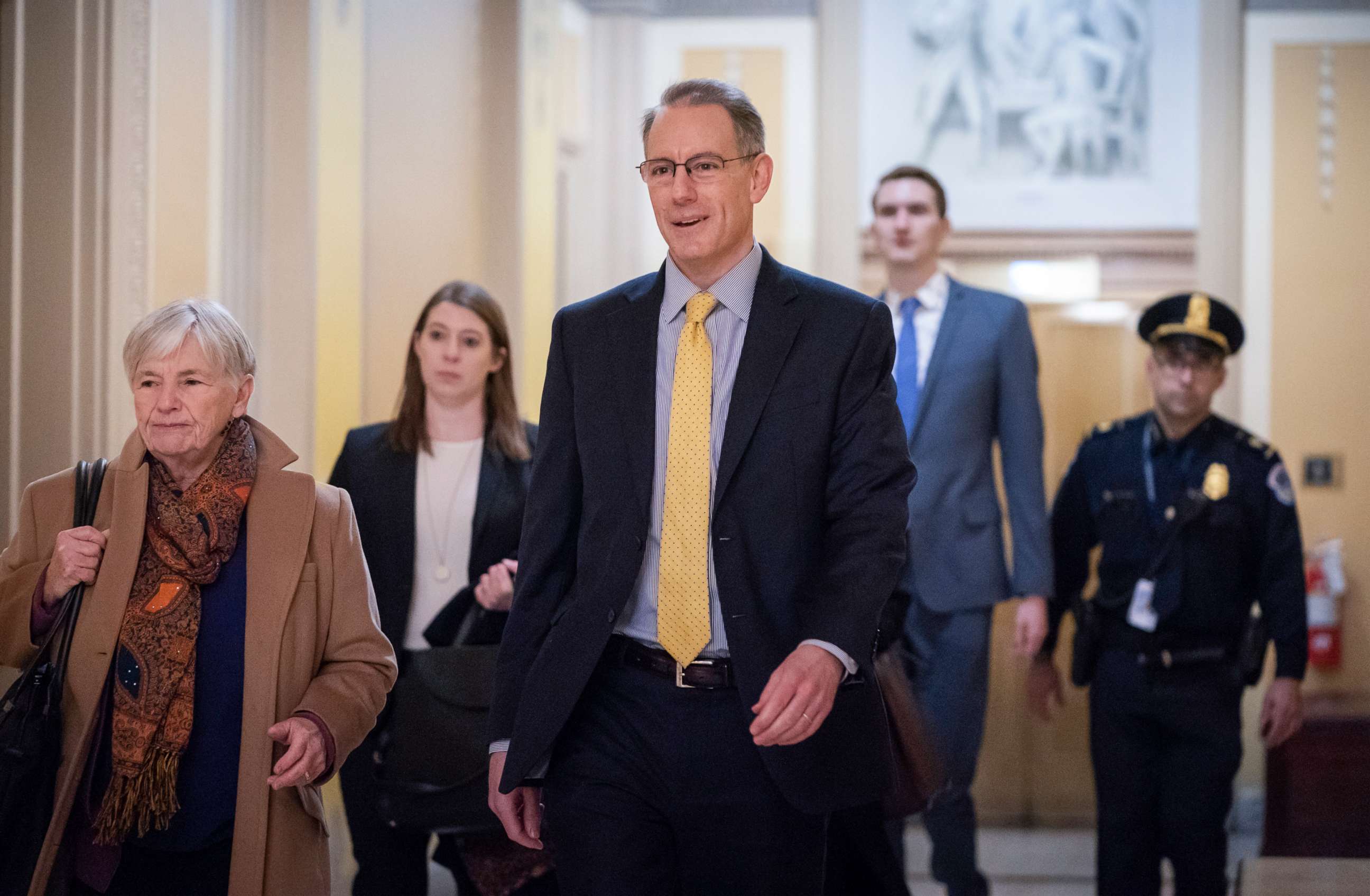 PHOTO: Mark Sandy, a career employee in the White House Office of Management and Budget, arrives at the Capitol to testify in the House Democrats' impeachment inquiry.