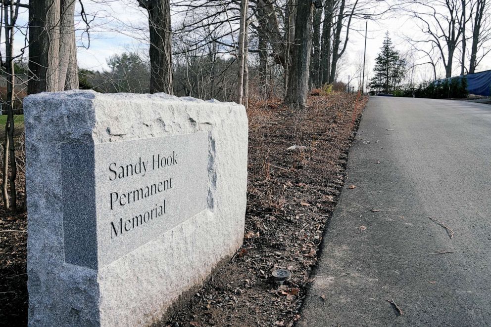 PHOTO: The entrance to the Sandy Hook Permanent Memorial prior to the 10th remembrance of the Sandy Hook school massacre in Newtown, Connecticut, December 8, 2022.