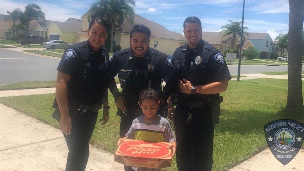 PHOTO: Sanford Police bought a boy a pizza after he called 911 to say he was hungry. Sanford Police posted this image to twitter saying they took a moment to educate about the proper use of 911 and deliver the pizza.