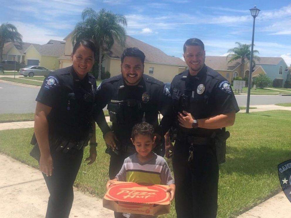 PHOTO: Sanford Police bought a boy a pizza after he called 911 to say he was hungry. Sanford Police posted this image to twitter saying they took a moment to educate about the proper use of 911 and deliver the pizza.