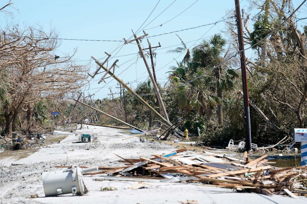 PHOTO: Debris is seen on Sanibel Island, in the aftermath of Hurricane Ian, on Sept. 30, 2022, on Sanibel Island, Fla.