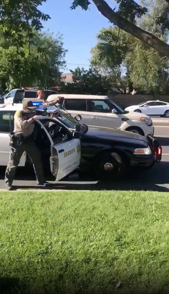 PHOTO: A screen grab from a video shows two black teens being arrested at gunpoint in Santa Clarita, Calif., Aug. 7, 2020.