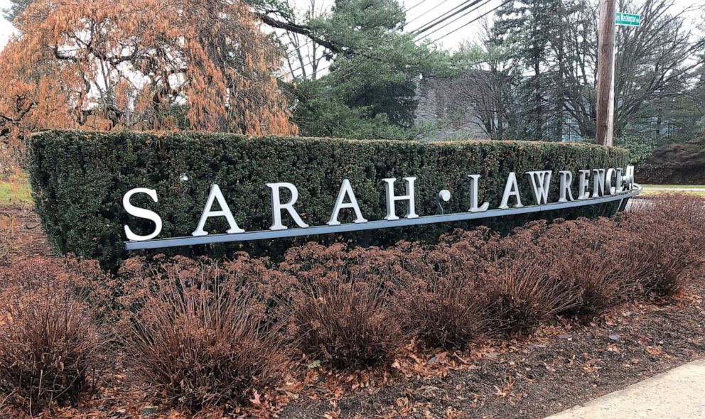 PHOTO: A sign along a hedge row marks the campus of Sarah Lawrence College in Yonkers, N.Y., Feb. 11, 2020.