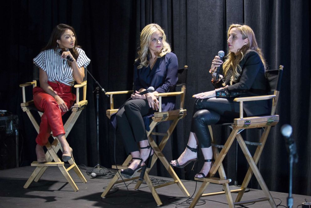 PHOTO: Sarah Michelle Gellar and business partner Galit Laibow speak at the United State of Women summit at the Shrine Auditorium in Los Angeles, May 5, 2018.