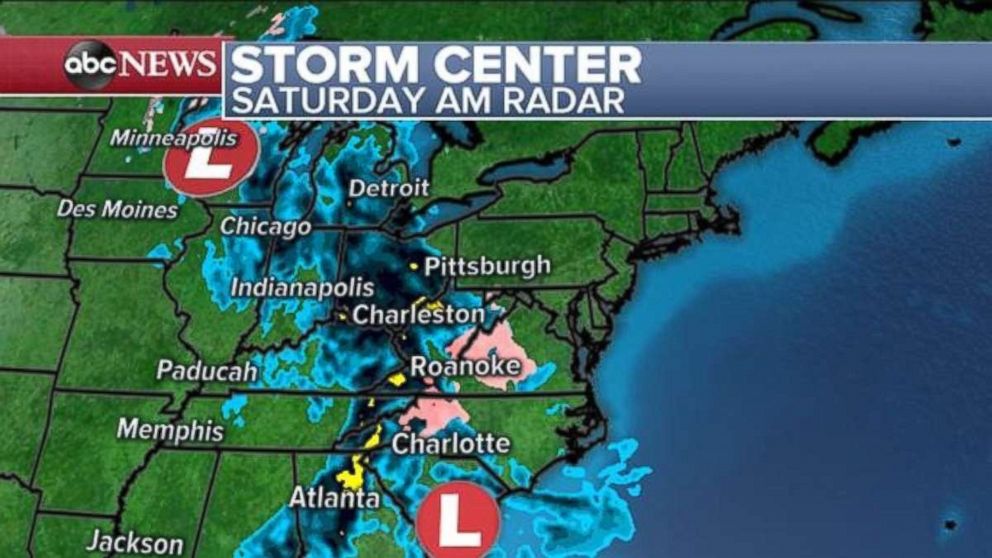 PHOTO: Rain is moving through the Midwest on Saturday morning, with some icy conditions possible in West Virginia and western Virginia and North Carolina. 