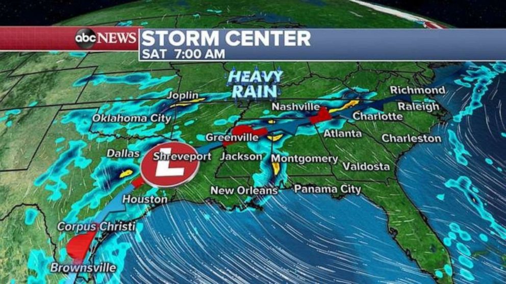 PHOTO: More rain is expected in Texas and the Deep South on Saturday morning.