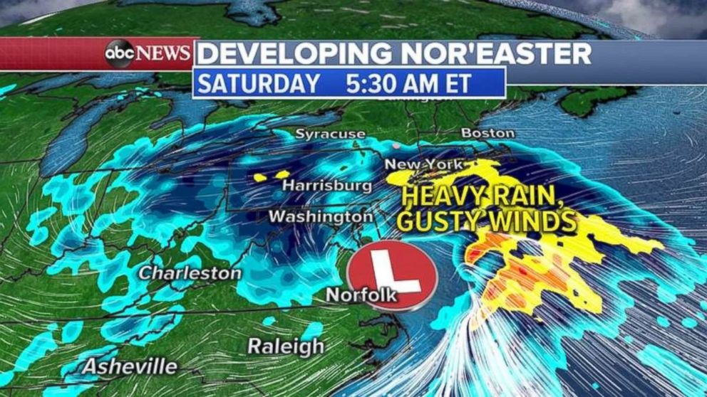 PHOTO: By Saturday morning, the rain will cover Washington, D.C., Philadelphia and New York City.