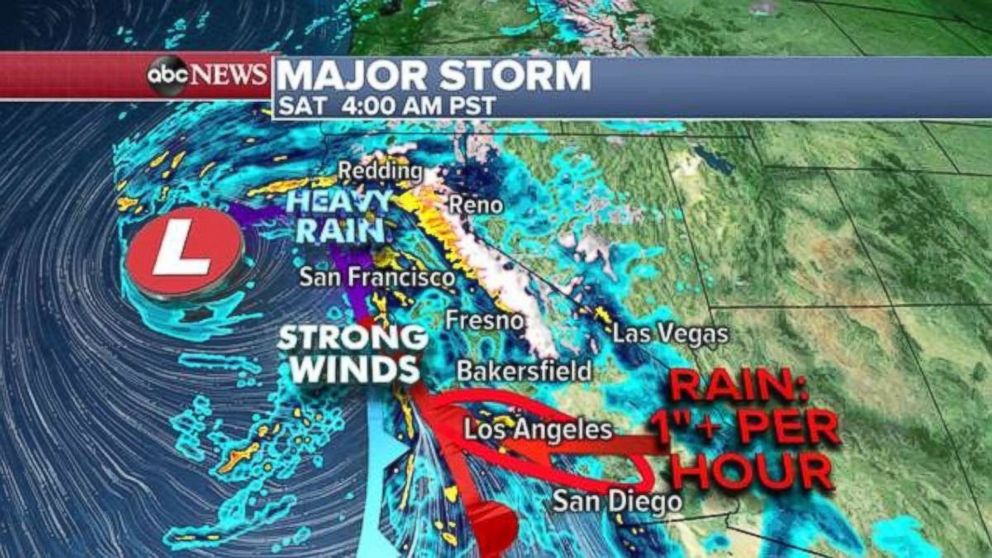 PHOTO: A strong storm is moving onto the West Coast Saturday morning. 