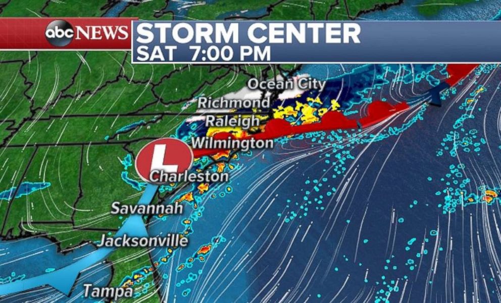 Strong storms will move through the Carolinas on Saturday night.