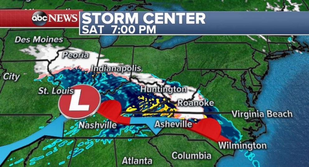 The storm will bring snow to northern Illinois, Indiana and West Virginia.