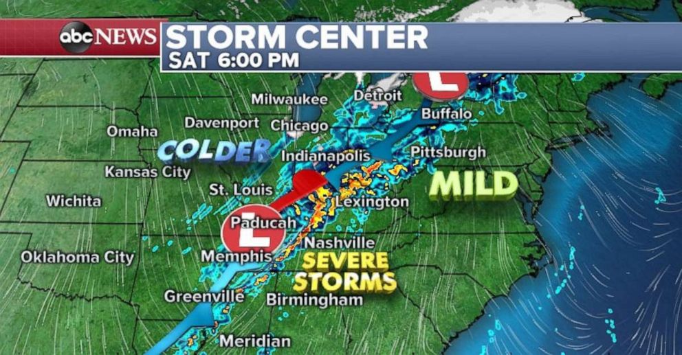 PHOTO: A strong front is set to move through the Ohio and Tennessee River valleys on Saturday.