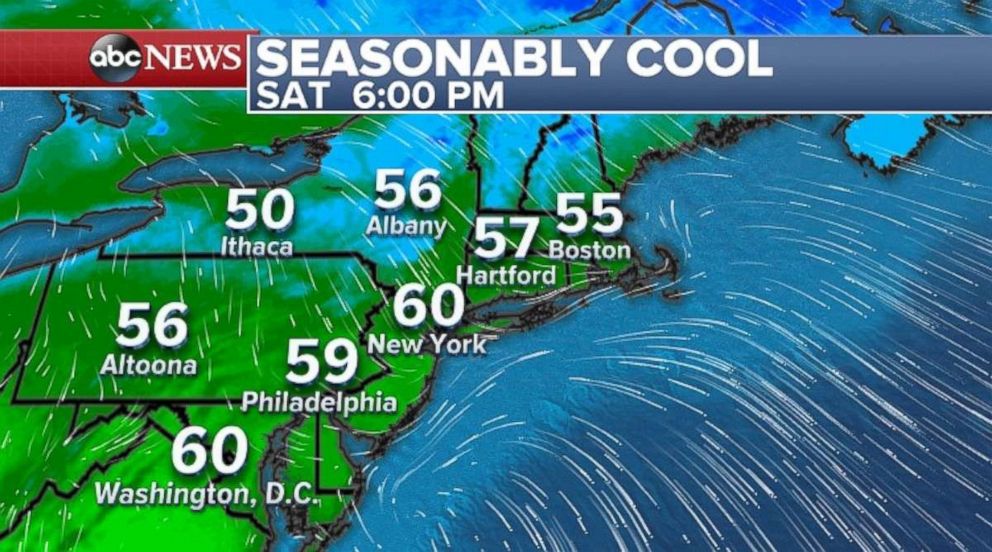Temperatures are expected to warm up to seasonable levels on Saturday afternoon across the Northeast.