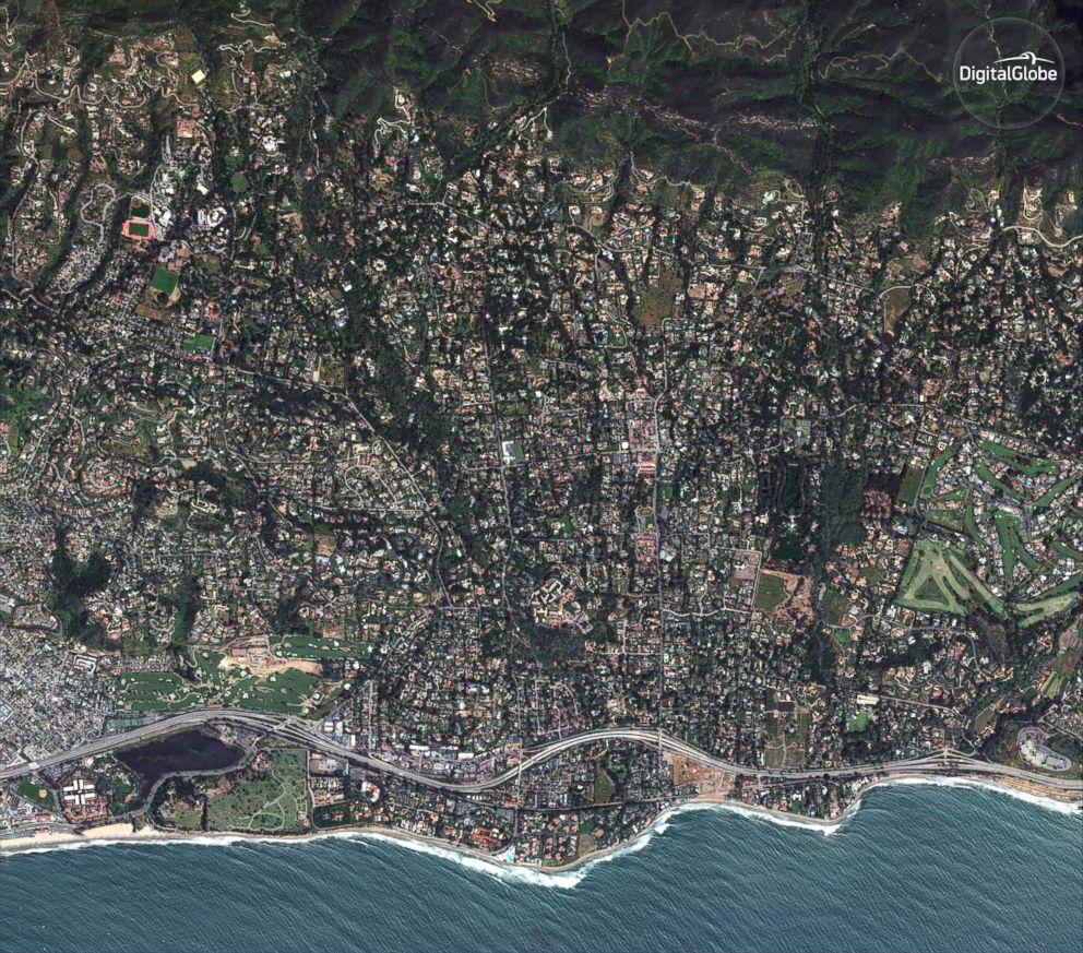 PHOTO: A satellite image made on April 2, 2017, shows Montecito, Calif., an an unincorporated area near the city of Santa Barbara.