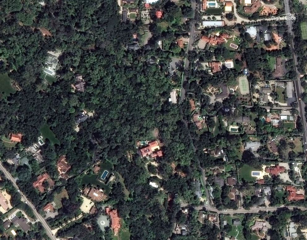 PHOTO: Homes in a northern section of Montecito, Calif., near Para Grande Lane and East Valley Road are pictured in a satellite image taken on April 8, 2017.