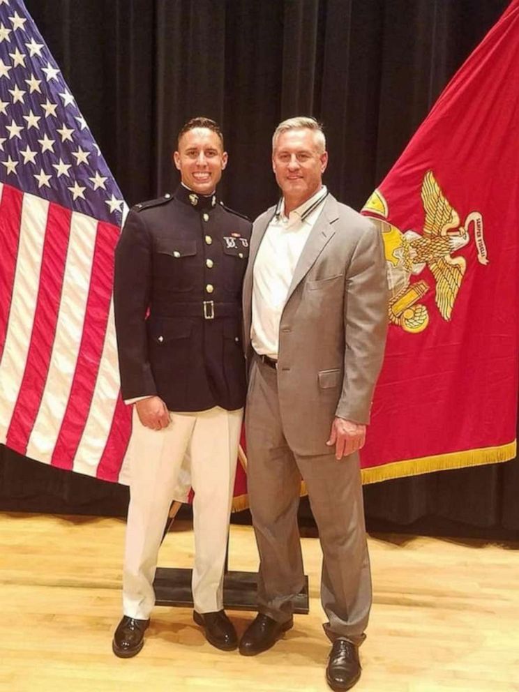 PHOTO: Captain John J. Sax with his father Steve Sax in a family handout photo.