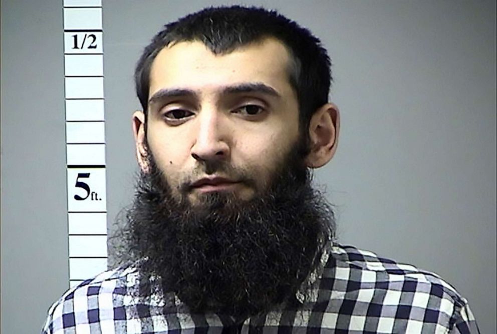 PHOTO: This file handout photo taken on Oct. 31, 2017 obtained courtesy of the St. Charles County Dept. of Corrections in the midwestern US state of Missouri shows Sayfullo Saipov, the suspected driver who killed eight people in New York on Oct. 31, 2017.