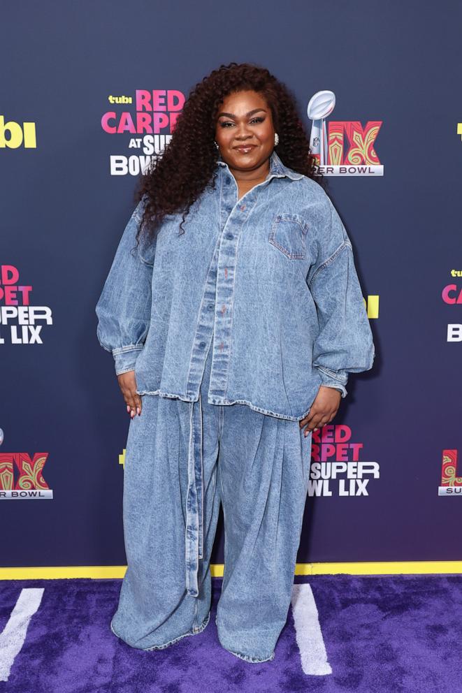 PHOTO: Da'Vine Joy Randolph attends the purple carpet before Super Bowl LIX between the Philadelphia Eagles and the Kansas City Chiefs in New Orleans, Feb. 9, 2025.